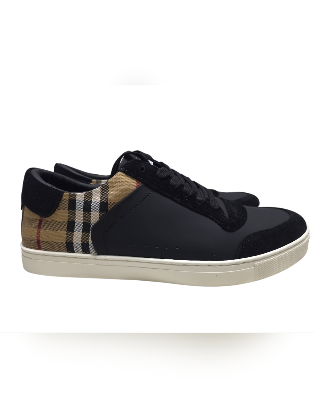 Burberry Stevie Leather & Canvas Check Sneakers